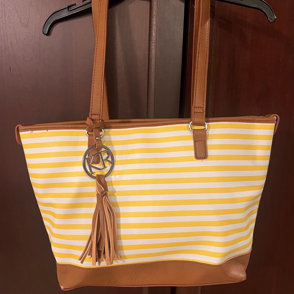 Kim Rogers Yellow and Tan Striped Tote